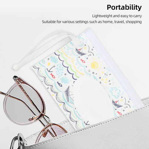 Travel Baby Wipes Case, Lightweight EVA Flip Open Design, Pull Out Wipes Bag for Home Travel Daily Use, Printed