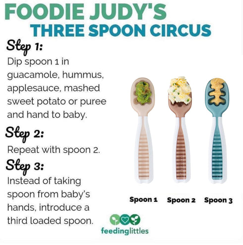 NumNum Baby Spoons Set - Feeding Littles x Silicone Pre-Spoon GOOtensils for Kids 6+ Months, 3 Spoons, Neutrals