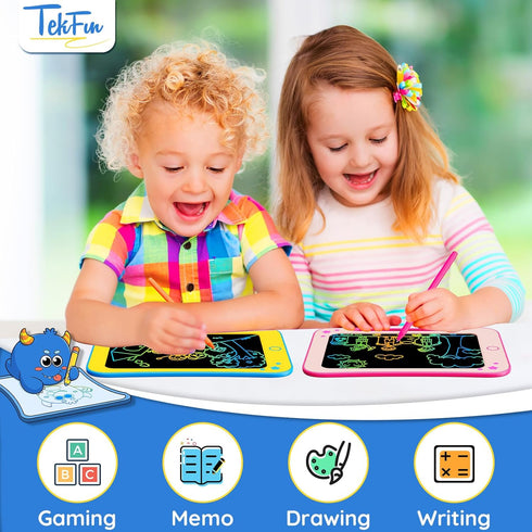 TEKFUN 8.5 Inch LCD Writing Tablet, Kids Doodle Board with Stickers, Colorful Drawing Tablet for Girls 3-7 Years (Pink)