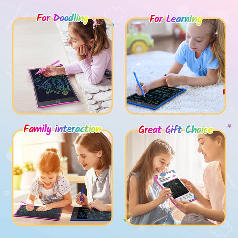 TECJOE 2 Pack LCD Writing Tablet - 10 Inch Colorful Doodle Board Drawing Tablet for Kids, Travel Learning Toys