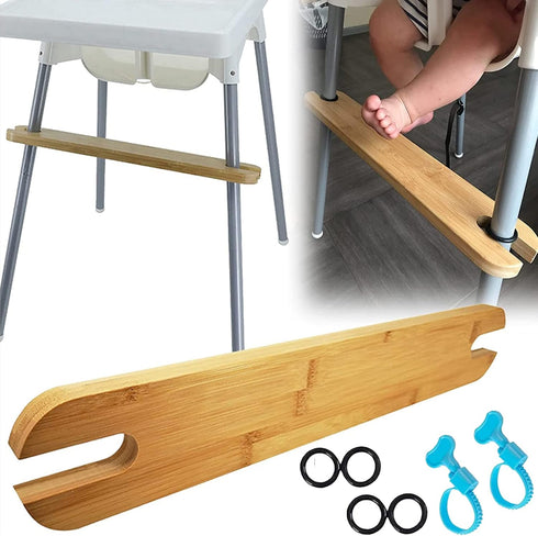 HANH High Chair Footrest, Non-Slip Natural Bamboo Wooden Footrest for IKEA Antilop High Chairs, Adjustable
