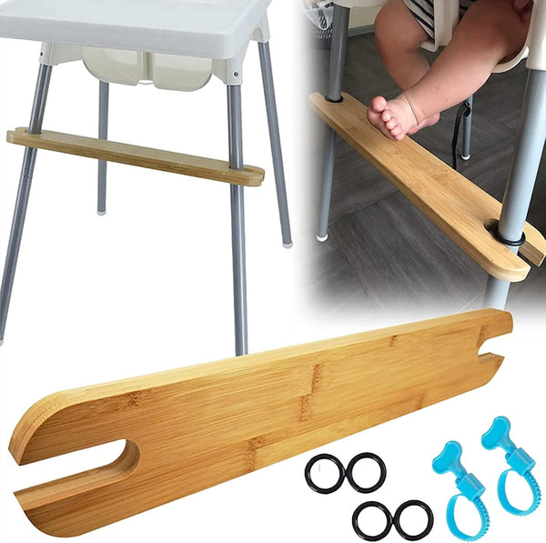 HANH High Chair Footrest, Non-Slip Natural Bamboo Wooden Footrest for IKEA Antilop High Chairs, Adjustable