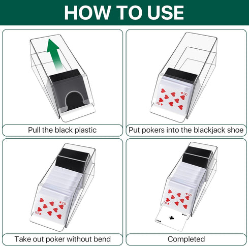 4 Deck Blackjack Shoe and Discard Tray - Clear Acrylic Card Dispenser for Poker Game Night