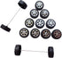 30 Pcs Plastic Roll 2mm Dia Shaft Toys Car Wheel with 15 Pcs Shaft Round Rod Axles for DIY Projects