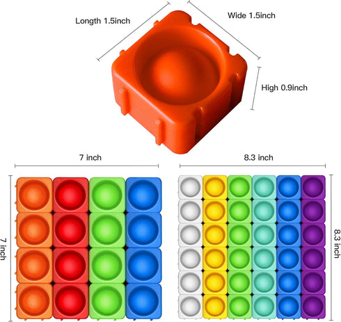 Candisplay (16PCS) Giant Pop Blocks Bubble Premium Silicone Pop Fidget Blocks for Endless Joy and Education - Vibrant
