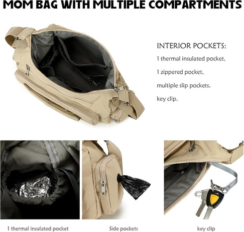 22L Puffer Crossbody Bags for Women Mom Large Diaper Bag Purse with Wipes & Trash Dispenser Cross Body Purses Messenger