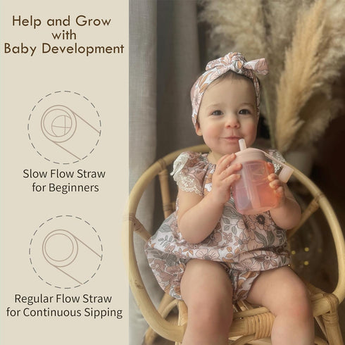 6 5 oz, 1 Pack Moonkie Baby Straw Cup | Silicone Toddler Sippy Training Cup With Straw Lid | BPA-Free Drop-Proof Cup |