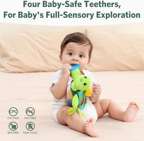 6 1 Tummy Turtle Baby Sensory Toy, in Montessori Time Texture Toys, Flip Scales & Multi-Textured Belly & Rattle