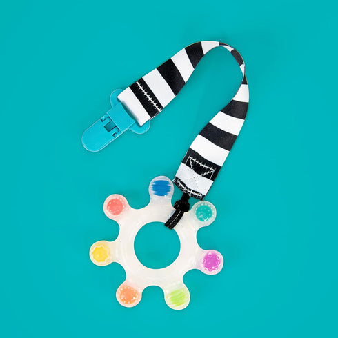 Rainbow Star Teether with Keeper | Textured Silicone Teether for Teething | Ages 3+ Months and Up