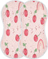 Bulletgxll Set 4, Cherries and Rainbows Unisex Baby Burp Cloths of Soft Absorbent Organic Cotton Muslin Burping Cloths