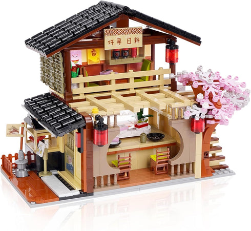 Toy Building Block, Japanese Sushi Shop Model Kit, Compatible with Regular Size