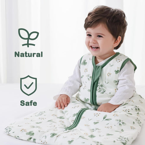 2-Way Zipper,2.5 Unisex(Plant,0-6 Mosebears Sleep Sack Baby Winter Wearable Blanket with TOG Cotton Sleep Sack Months)