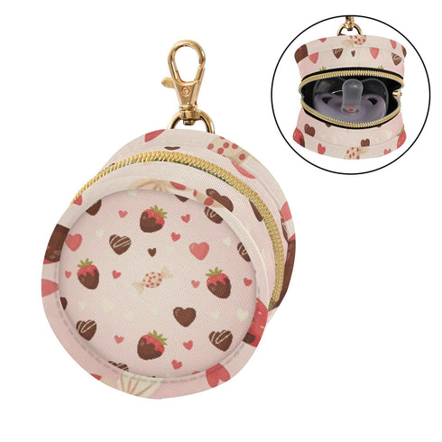 PYBUG Chocolate Round Pacifier Storage Case, Polyester & TPU Lined with Hook Buckle, Pacifier Container Box for Baby