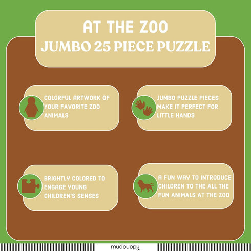 At The Zoo: Mudpuppy Jumbo 25 Piece Jigsaw Floor Puzzle Featuring Lions and Elephants