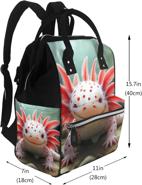 Qewfoju Backpack Backpack Colorful Axolotl Underwater Print Diaper Bag Large Capacity Diaper Baby Changing Bags