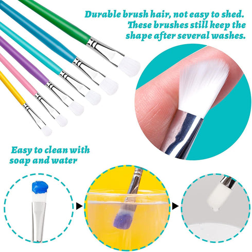 YGAOHF 6PCS Paint Brushes for Kids, Assorted Washable Paintbrushes Set, Easy to Clean & Hold Small Toddler Paint Brush