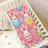 SDMKA 27x39 Inch Easter Cartoon Bunny Pink Crib Sheets for Boys Girls - Portable Microfiber Fitted Crib Sheet