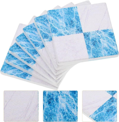 Doll House Furniture 27pcs Miniature Mosaic Floor Tile Sheet for Blue and White Tile Flooring