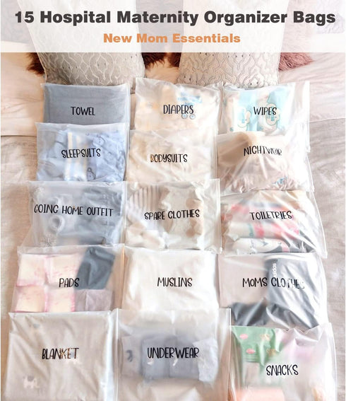 15 Pack Delivery,11 14 Inch Mommy Packed Hospital Bags for Labor and x Maternity Hospital Bag Essentials for Dad
