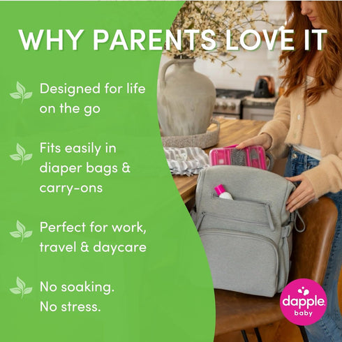 Dapple Travel Cleaning Kit - Includes Bottle, Dish Soap, Drying Rack & Silicone Brush