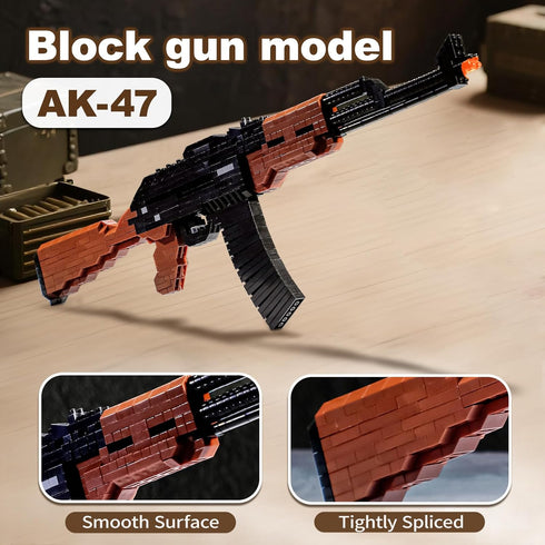 Set 630 Bricks,1:3 AK-47 Building Blocks Gun PCS Mini Model Gun, DIY Assembling Guns Building Toys for Boys Kids
