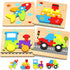Wooden Vehicle Toddler Puzzles for 1 2 3 Years Old - Baby STEM Educational Toy Gift with 4 Vehicles Montessori