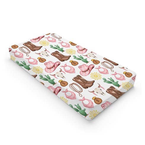 Western Cowgirl Baby Changing Pad Cover for Boys & Girls, Soft Breathable Fitted Changing Table Mats 32''x16'' Desert
