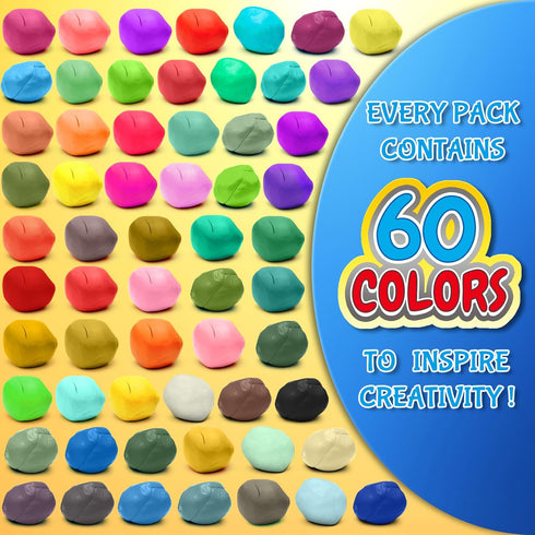 ESSENSON Magic Clay - Air Dry Clay 60 Colors, Modeling Clay for Kids with Tools, Soft & Ultra Light, Toys Gifts for Age 3 4 5 6 7 8+ Years Old Boys Girls Kids by ESSENSON