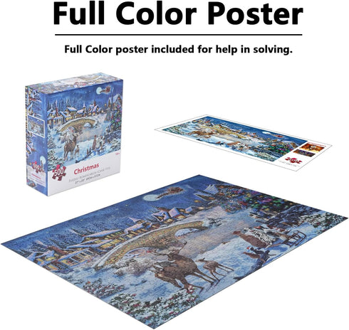 Christmas Puzzle Eve 500 Pieces Jigsaw Puzzles for Adults, 27" x 20" Large Winter Santa Claus