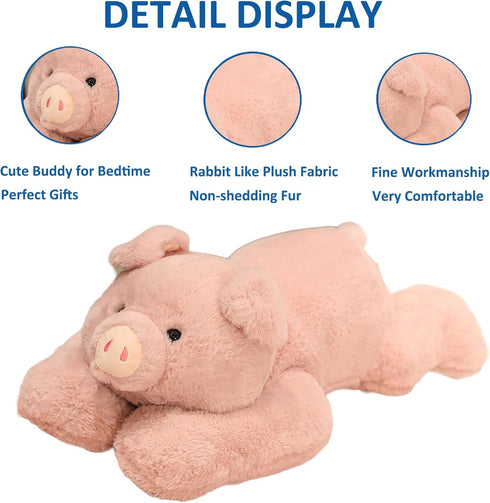 Hronsa 11.8in Weighted Stuffed Animals, Weighted Pig Stuffed Animal Toy Cute Pink Pig Plush Pillow for Adults Boys