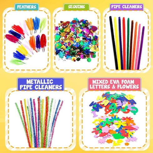 FUNZBO Arts and Crafts Supplies for Kids - Craft Kit with Art Supplies, Preschool Activities, DIY Birthday Gifts for