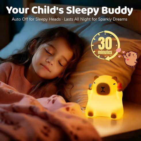3 Dimmable Capybara Night Light for Kids, Capybara Squishy Lamp, Level Nursery Nightlight with Timer, Rechargeable Cute