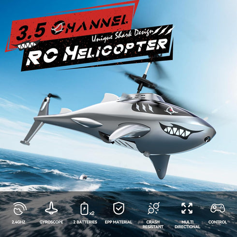 2 24 DEERC Remote Control Helicopter for Kids and Adults, RC Shark Helicopter with Altitude Hold, One Key