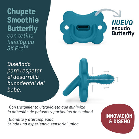 1Pk, 100% 6-18 Color Essence SX PRO Silicone Butterfly Baby Pacifier Made with Soft Silicone, Baby Essentials Perfect
