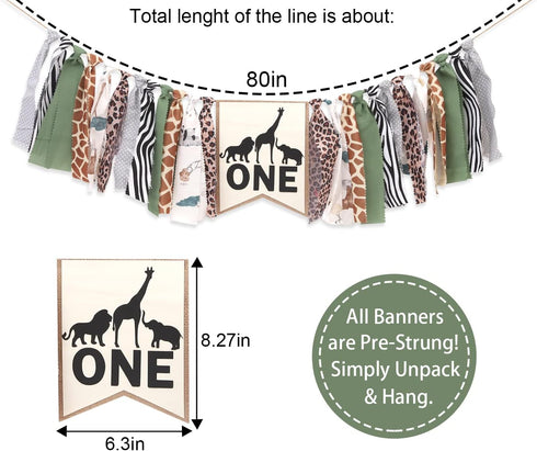 Decor,1st Jungle Safari High Chair Banner for Baby - Wild One for Baby Safari Party Birthday Party Banner