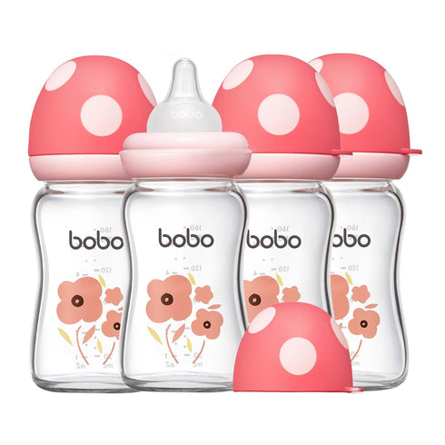 YOHKOH Natural Glass Baby Bottle with Level 1 Slow Flow Nipple, Newborn