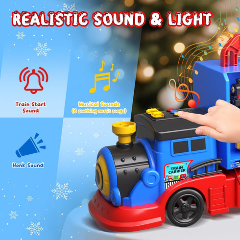 3 4 5 6 Toys,2-in-1 Set 1 Trucks,6 AuroTops Toys for Year Old Boys for Kids Girl Boy Toddler Toy Trucks Christmas Train