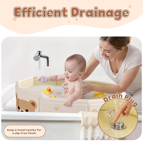 Xynzanic 3M-8Y, Foldable Baby Bath, Collapsible Baby Bathtub Portable Travel Baby Bath Tub with Non-Slip Base, Pop Up