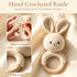 Generic Set 0-12 Organic Crochet Bunny Baby Rattle Toy - Handmade Newborn Gift with Teether & Pacifier Holder