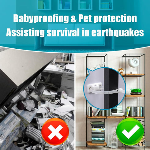 12 Pairs Furniture Anchors for Baby Proofing, Anti Tip Child Safety Cabinet Straps for Secure Furniture