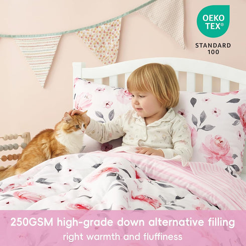 4 Set, Sets PHF Piece Toddler Bedding Ultra Soft Toddler Comforter Include Comforter, Fitted Sheet, Flat Top Sheet
