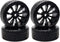 1/10 RC Drift Wheels, 12mm Plastic RC Drift Tires & Black 10 Spokes Wheel Rims, Pack of 4