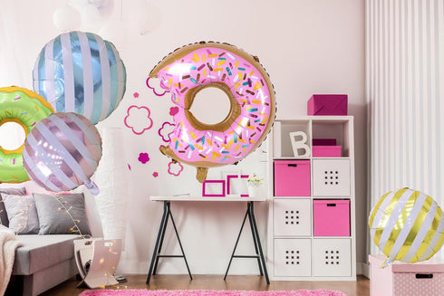 6PCS Big Donut Foil Balloons, Large Mylar Doughnut Balloons for Birthday Party Wedding Decoration Baby Shower