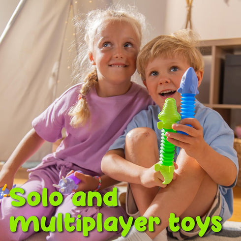 Boxgear 5-Pack Pop Tubes Mixed Animal Fidget Toys, Sensory Tubes for Toddlers, Stress-Relief Pop Sound Toys