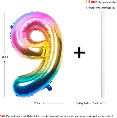 40 Inch Dark Rainbow Digit Helium Foil Birthday Party Balloons (9)