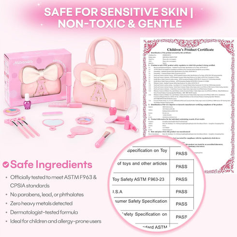 18Pcs 3 4 5 6 7 8 9 10 Set Easter Basket Stuffers for Kids Real Makeup Kit for Girls - Non-Toxic Washable Make Up Toys