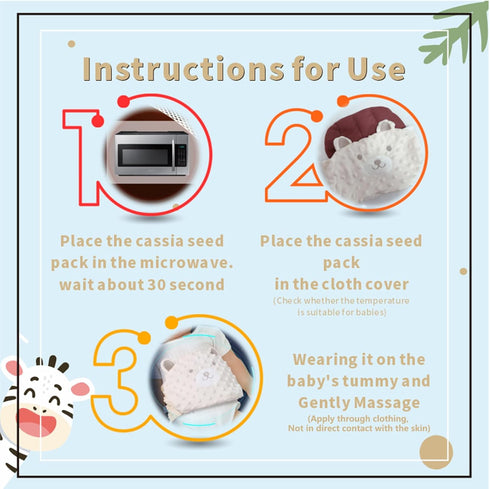 Tummy Upset Baby Colic and Gas Relief - Cassia Seed Heated Wrap,Infant Warming Pad Belly Band Gripe Belt Relieves