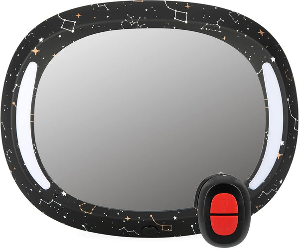Nuby LED Light Backseat Baby Car Mirror with Remote Controlled Light, Wide