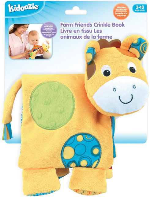 Kidoozie Farm Friends Crinkle Book Toy, Fun Educational Toy for Ages 3-18 Months, Machine Washable for Sensory