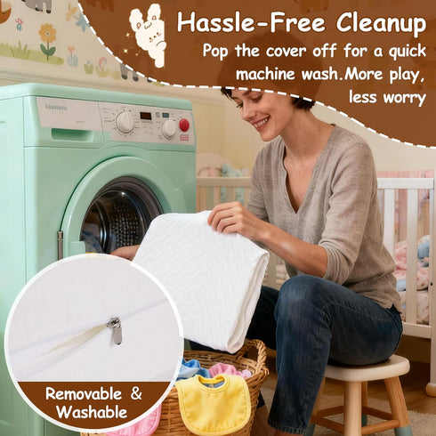 Pack 38"x26", Pack and Play Mattress Waterproof Portable Crib N Play Mattresses with Washable Cover and Travel Bag
